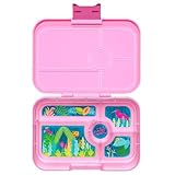 yumbox Tapas - Lonchera XL, caja bento de 5 compartimentos para adultos y adolescentes, lonchera dividida, compartimentos separados a prueba de fugas (rosa capri (bandeja de selva pastel))