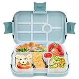 Bugucat Fiambrera Bento Box 1000ML, Caja de Almuerzo con 6 Compartimentos, Lunch Box sin BPA, Lonchera para Niños Aptos para Microondas y Lavavajillas, Caja de Bento (Azul)