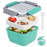Farerkass Lunch Box, Fiambrera Infantil, 1500ML Bento Box para Niños Adultos con Compartimento, Lonchera a Prueba de Fugas con Cubiertos, para Microondas Escuela Trabajo (verde)