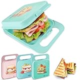 Mypicompany. 3 Porta Sandwich Reutilizable con Asa. Loncheras para Niños con Dibujos Divertidos. Caja Almuerzo Infantil Libre de Bpa. (3 SANDWICHERAS)