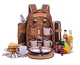 apollo walker Mochila de Picnic para 4 Personas Mochila de Picnic Bolsa cesto Bolsa refrigeradora con Juego de vajilla y Manta