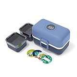 monbento - Fiambrera Infantil MB Tresor Infinity - Lonchera para Niños 3 Compartimientos - Caja de Merienda - Ideal Escuela/Parque - Sin BPA - Segura y Duradera - Azul