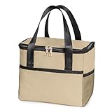 unycos - Bolsa Térmica Porta Alimentos【9L】 Nevera Portátil con Aislamiento, Lunch Box Impermeable, Hermética e Isotérmica, Porta Fiambrera para Almuerzo, Oficina, Viaje, Pícnic o Colegio (Beige)