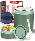 530ml + 180ml taza de yogur de acero inoxidable con cuchara,Termo para Comida,para niños y adultos, Termos para Comida de Acero Inoxidable,perfecta para viajes, escuela, oficina, gimnasio y mucho más