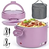 100W Fiambrera Eléctrica Calentador de Comida Portatil 12V/24V/220V Calentador Comida para Coche Camión Trabajo 1LFiambrera Lonchera Termica Termo Comida Caliente Acero Inoxidable (Rosa)