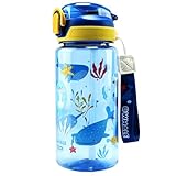 MHwan Botella Agua Niños, 600ml Robusta e Irrompible, Botella con Pajita Niños, Sin BPA, Hermosa Cantimplora Infantil Adecuada para Viajes Escolares, Portátil Botellas de Agua para Niños