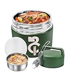 Bixury Fiambrera Termica Comida Caliente, 1300ml Termo Comida Caliente Acero Inoxidable, Taza Aislada con Cuchara Plegable, Taza Térmica para Sopa, Cereal, Ensaladas, Adecuado para Oficinas y Escuelas