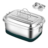 JTQYFI Fiambrera de acero inoxidable con compartimentos y prueba de doble capa recipiente de almacenamiento de alimentos para sándwiches y ensaladas