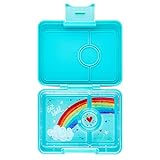 yumbox Misty Aqua Snack Box con bandeja arcoíris - Bento de 3 compartimentos 6,7x5,1x1,8 | Apto para niños | Bocadillos Saludables | Sin BPA y fácil de limpiar