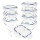 AKTIVE Max Home Pack 8 Recipientes herméticos de vidrio, Fiambrera cristal apta para microondas, Envases para comida con cierre, 550 mililitros, Tapas transparentes, Contenedor de alimentos (16538)