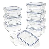 AKTIVE Max Home - Pack 8 Recipientes Herméticos de Vidrio, táper Cristal Apto para Microondas, Envases para Comida con Cierre, 550 mililitros, Tapas transparentes, Contenedor de Alimentos (16538)