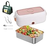 YSMSMZJK Fiambrera Electrica Adecuado Para Portátiles De 12 V/24 V, Fiambreras Aislamiento Térmico De Larga Duración Alimentado Por USB, Tartera Electrica Comida Trabajo,White