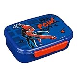 Scooli Fiambrera de plástico Spider-Man con inserto y clip de cierre, fiambrera, regalo para niños