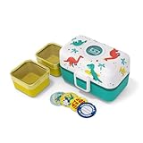 monbento - Fiambrera Infantil Dinosaurios con Compartimentos MB Tresor azul Dino - Lonchera para Niños Ideal para Escuela/Picnic - Sin BPA - Fiambrera Personalizada y Segura - Lunch Box Niños Azul