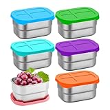 Genérico Cajas de acero inoxidable para niños, contenedores para almuerzo de 240 ml con tapas de silicona, juego de 6 para merienda, cocina, hogar, escuela, guardería