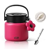 Euakee Termo para Comida 800 ml, Acero Inoxidable Doble Aislado con Cuchara, Recipiente Térmico para Comida, Fiambrera Termica Infantil y Adultos, Mantiene la Comida Caliente y Fría -Sin BPA (Rojo)