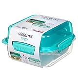 Sistema 1.24L Lunch Stack Square To Go Assorted Colours 1,24 l de lonchera Cuadrada para Llevar, Varios, Polipropileno, Colores variados