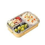 laxreheye Clunch Contenedores, de acero inoxidable, caja de 3 compartimentos a prueba de fugas, para niños, escuela, guardería, almuerzo, viajes, picnic, cena, coche, avión, trabajo