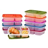 EasyLunchboxes - Fiambreras Bento – Contenedores de alimentos reutilizables de 3 compartimentos para la escuela, el trabajo y los viajes, juego de 10 (clásico)