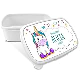 LolaPix Caja Merienda Unicornio Vuelta al Cole Personalizada con Nombre/Curso. Varios Diseños a Elegir