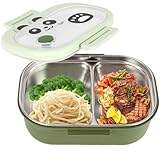 MIUUIPI Fiambrera para niños con compartimentos, sin BPA, fiambrera de acero inoxidable, a prueba de fugas, caja de almuerzo, para escuela, oficina, guardería, escuela, excursiones, microondas y