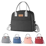 Zxglxinyao Fiambrera para hombres y mujeres, lonchera aislada para adultos, bolsa de almuerzo, contenedor de alimentos reutilizable, adecuado para el trabajo, viajes, picnic, oficina (negro)