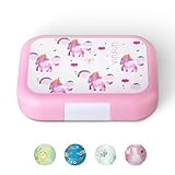 VINSUN Fiambrera Infantil con 4 Compartimentos - Sin BPA, Prueba de Fugas, Aptos para Lavavajillas y Microondas - Bento Box con Unicornios para Guardería, Colegio, Excursiones