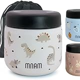mnam Termo Comida Bebe 400 ML - Termo Bebe para Solidos Comida Caliente - Papillero Aislante de Acero Inoxidable y Funda con Cierre Hermético - Food Thermy - Fiambrera Térmica Infantil