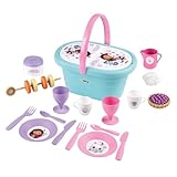 Smoby- La Casa de Muñecas de Gabby Cesta de Picnic - con 2 Juegos de Vajilla, Pegatinas, Jarra de Leche, Azucarero, hasta 21 Accesorios, A Partir de 3 años (7600312506)