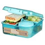 Sistema TO GO fiambrera bento | Fiambrera con tarrina para yogur o fruta | 1,25 l | Fabricado con plástico reciclado | Verde piedra