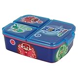 PJ Masks | Sandwichera con 3 Compartimentos para Niños - Lonchera Infantil - Porta Merienda - Fiambrera Decorada
