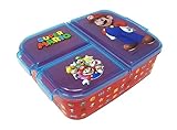 Fiambrera para niños, con compartimentos, para guardería, de plástico sin bisfenol A (Super Mario)