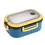 HTRTRR Fiambrera de 1200 ml, 2 compartimentos, 2 estantes, a prueba de fugas, para adultos y niños, para trabajo, oficina, escuela (azul)