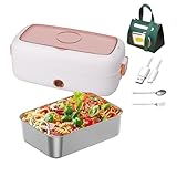 YSMSMZJK Fiambrera Electrica Adecuado Para Portátiles De 12 V/24 V, Fiambrera Aislamiento Térmico De Larga Duración Alimentado Por USB, Tartera Electrica Comida Trabajo,White