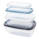 QILZO Pack 4 Recipientes de Plástico para Comida 250ml 400ml 700ml 1000ml Fiambreras de Alimentos Recipiente de Plástico para Comida Sin BPA RecipienteApto para Microondas, Lavavajillas, Congelador