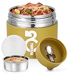 Bixury Fiambrera Termica Comida Caliente, 1300ml Termo Comida Caliente Acero Inoxidable, Taza Aislada con Cuchara Plegable, Taza Térmica para Sopa, Cereal, Ensaladas, Adecuado para Oficinas y Escuelas
