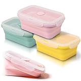 Fiambrera de Silicona Juego de 3PCS Alimentos de Silicona Plegable Silicona Bolsas de Almacenamiento de Alimentos Congelador Horno Microondas y Lavaplatos uso Seguro 550ML