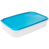 Tatay Fiambrera de Alimentos, Hermética, Tapa Flexible a Presión, Libre de BPA, Apto Microondas y Lavavajillas, Color Azul, Medidas: 28.5 x 18.5 x 6 cm, 2.1 L de Capacidad