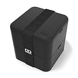 monbento - Fiambrera Lunch Box MB Square Onyx Made in France - Grande Bento Box con 2 Compartimientos Herméticos - Caja Bento Trabajo/Escuela - Sin BPA - Segura y Duradera - Negro