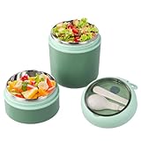 volumoon Termo Comida Caliente 710 ml, Taza de Cereales para Llevar, Taza de Yogur de Acero Inoxidable de Doble Capa con Cuchara, Recipiente Térmico para Comida para Rellenar Sopas, Pasta (Verde)