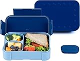 Pavlleen Fiambrera para niños con compartimentos, 900 ml, a prueba de fugas, fiambrera de viaje, fiambrera, apta para la escuela, pícnic, microondas y lavavajillas (azul)