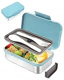 Bugucat Fiambrera Acero Inoxidable 900ML,Lunch Box Acero Inoxidable con 1 ParticióN ExtraíBle, a Prueba de Fugas Fiambrera para Niños, Fiambrera Apta para Microondas y Lavavajillas,Libre de BPA