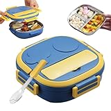 Bento Box Kids, Bento Lunch Box para niños con 3 compartimentos para el almuerzo con manejo de contenedores lindos simples a prueba de fugas fáciles de limpiar para el picnic de campamento de la escu