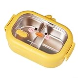 Honseadek Lonchera de acero inoxidable con 2 compartimentos a prueba de fugas, contenedor de alimentos para control de porciones, lonchera para niños