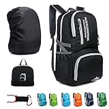 Mochila de senderismo, 30 l deportiva ligera plegable impermeable ultraligera para acampar al aire libre picnic senderismo (negro)