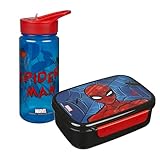 Scooli - Set de Regalo de vajilla para niños Spider Man - Set Compuesto por Fiambrera y biberón - Ideal para el Colegio o la guardería - a Partir de 4 años - de plástico - sin BPA