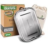 Blockhuette Fiambrera Acero inoxidable infantil Con 3 Compartimentos 800ml - Lunch Box Hermetica - Metálico Infantil y Adulto - Lunch box niños y Trabajo - Sin BPA - Oficina