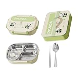 Genérico con compartimento para niños - Lindo contenedor de alimentos de acero inoxidable con diseño de panda de capibara, soporte portátil para refrigerios, diseño duradero y ecológico | Ideal para