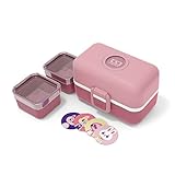 monbento - MB Tresor Blush Fiambrera infantil rosa - Lonchera para niños 3 Compartimientos - Caja merienda - Bento box sin BPA - segura y duradera