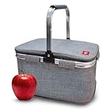 IRIS BARCELONA - Cesta Picnic Plegable, Cesta Térmica para Llevar Comida y Bebida a la Playa, Piscina, Excursión, Picnic Basket 20 l Gris Jaspeado